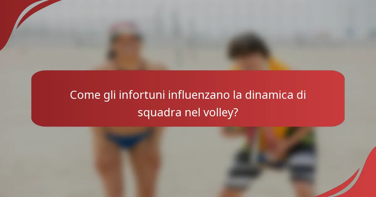 Come gli infortuni influenzano la dinamica di squadra nel volley?