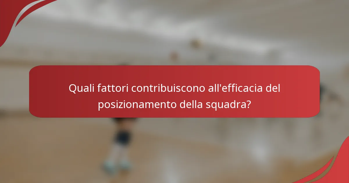 Quali fattori contribuiscono all'efficacia del posizionamento della squadra?